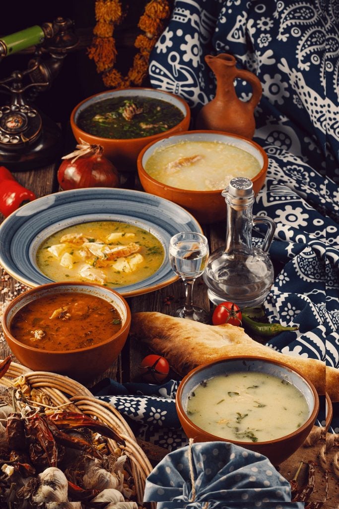 Georgian traditional food at Tsiskvili in Tbilisi.