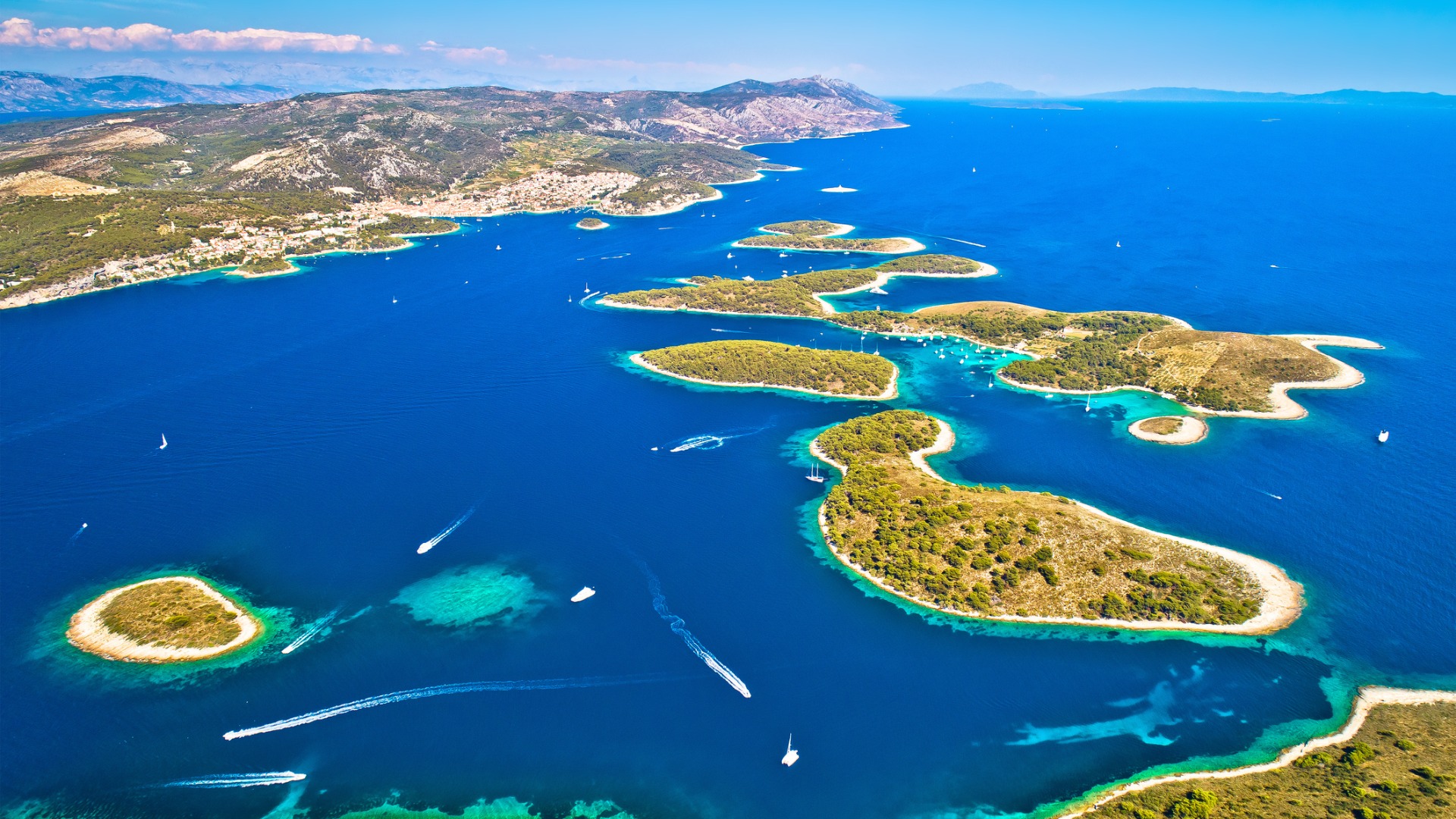 This is an aerial view of the Pakleni Islands, home to some of the best beaches in Hvar.