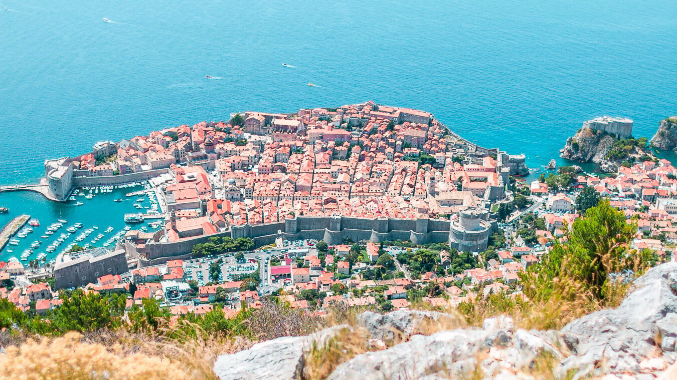 Dubrovnik walled city from above.