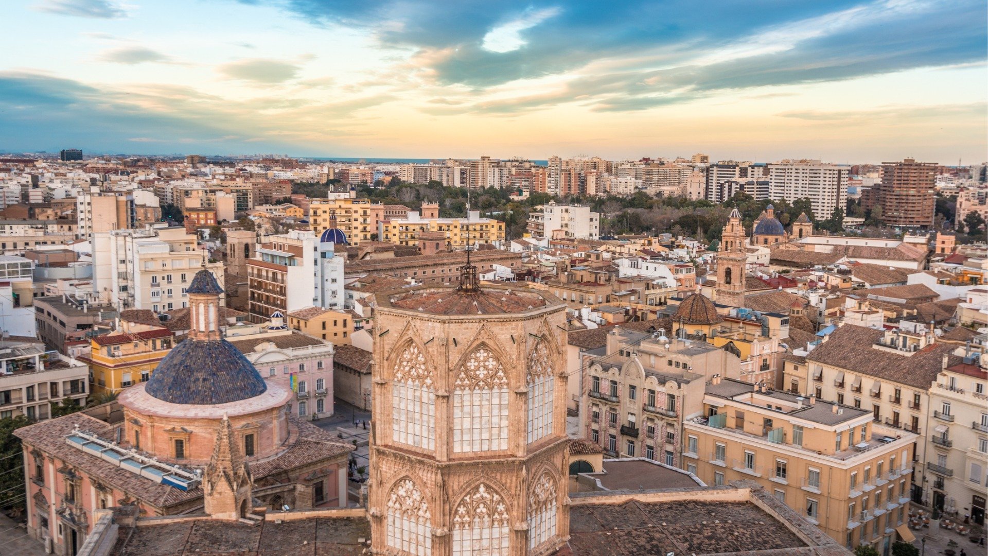 Sunset skyline of Valencia, one of the best places to visit in Spain. 
