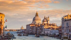 This image shows the Grand Canal in Venice at sunset.