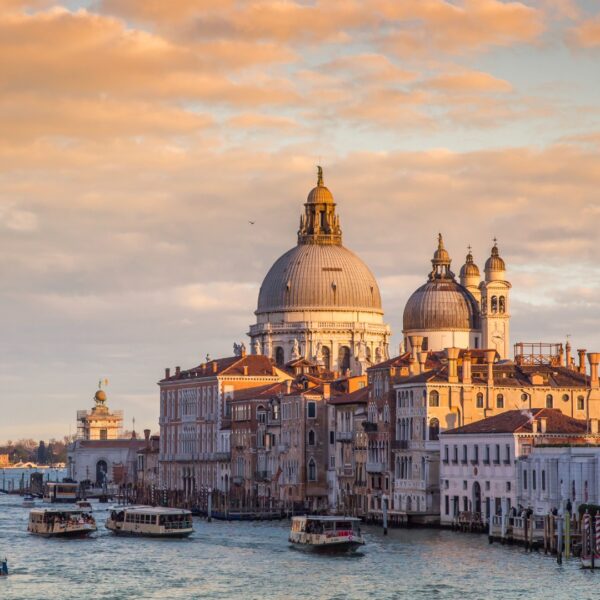 This image shows the Grand Canal in Venice at sunset.