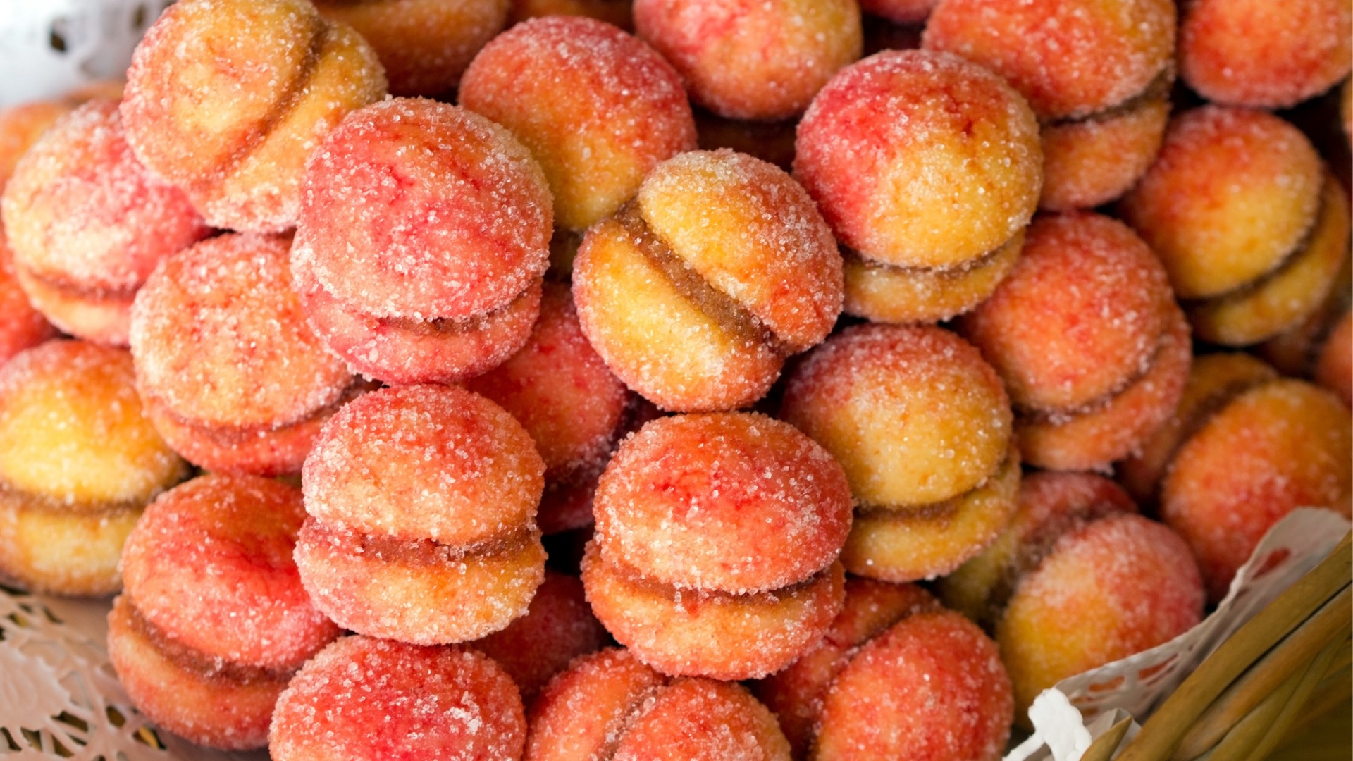 This is a close up of the peach-shaped Breskvice, one of the best Croatian desserts. 