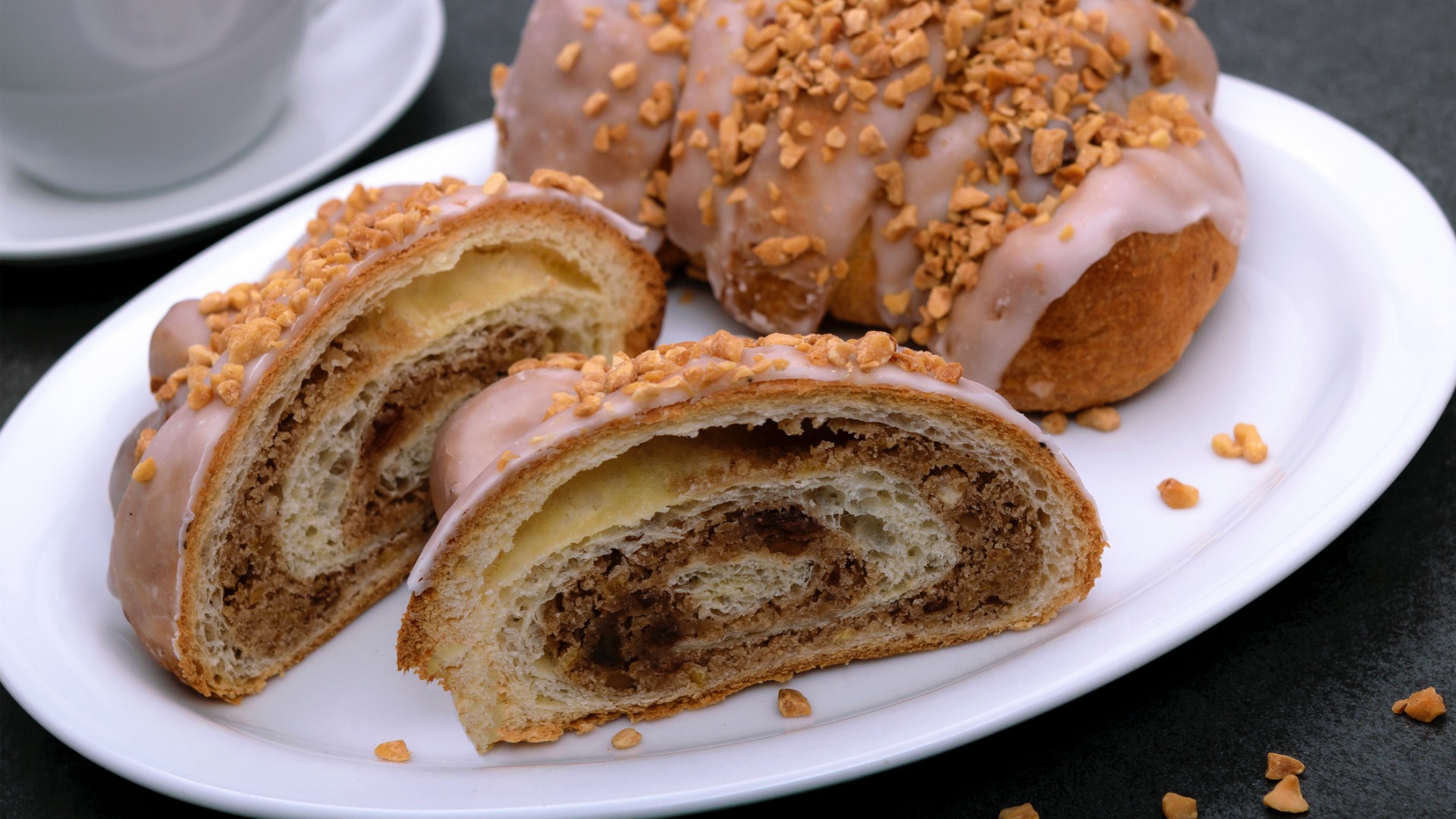 A white plate with St. Martin's croissants. 