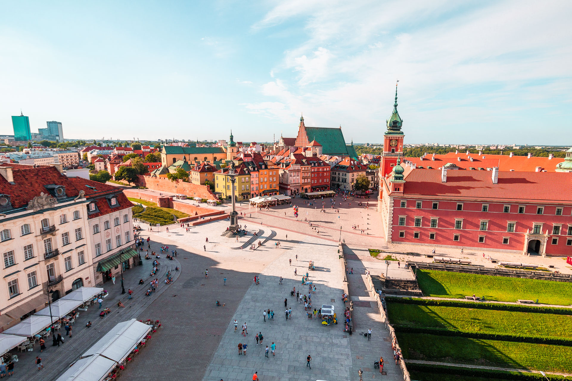 An aerial view of Warsaw Old Town, one of the best places to visit in Poland.  