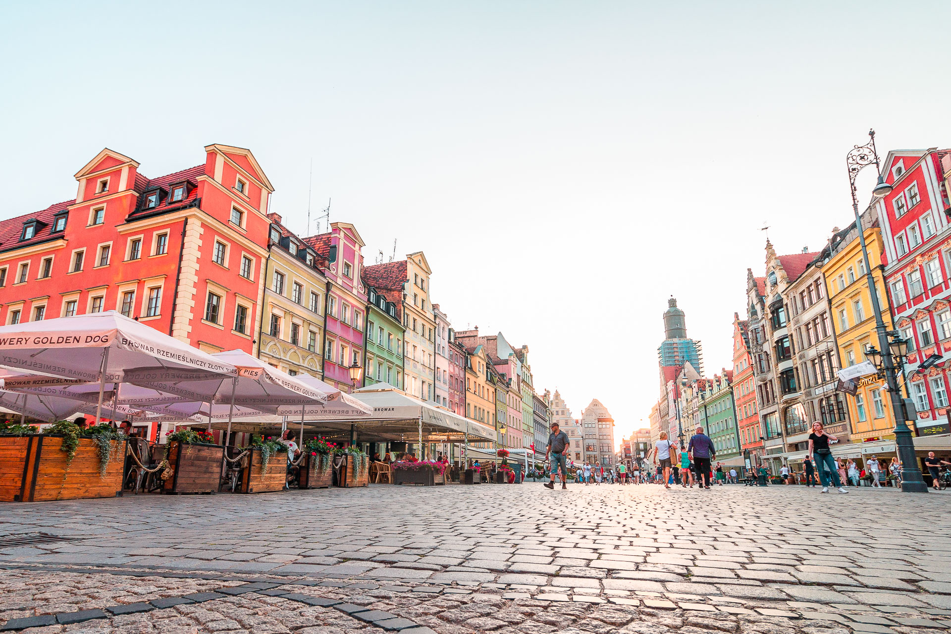 The colorful buildings and cobbled streets of Wroclaw Old Town, one of the quaintest places to visit in Poland.  