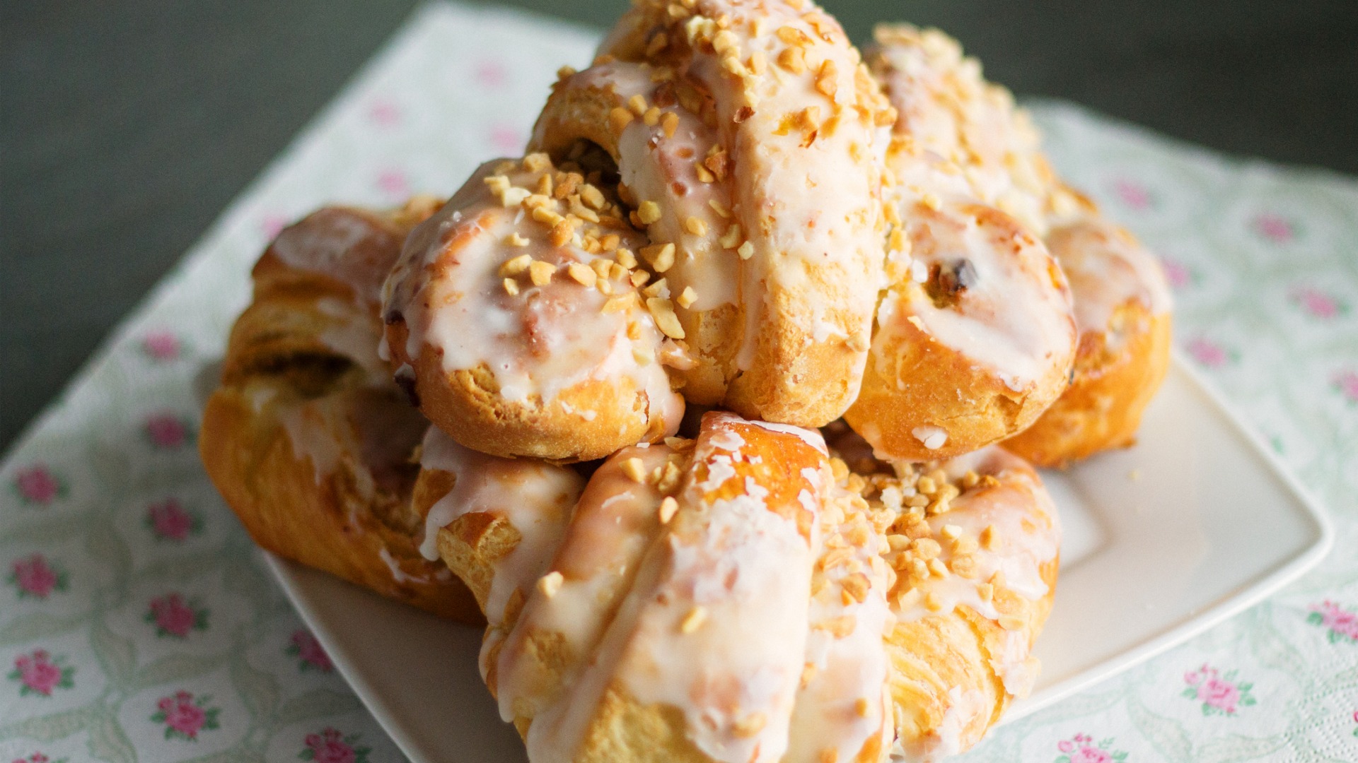 A close up of a small plate filled with St. Martin's croissants. 