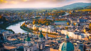 An aerial view of Salzburg.