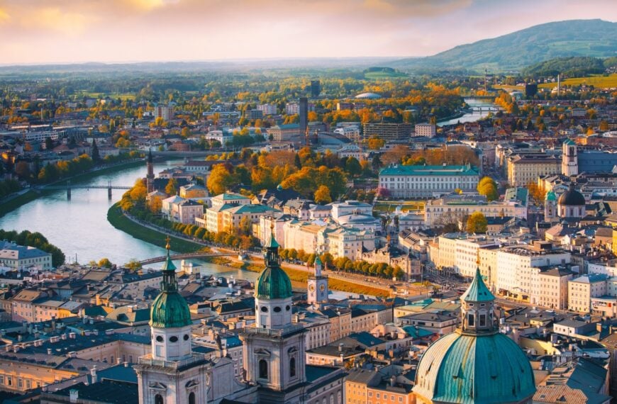 An aerial view of Salzburg.