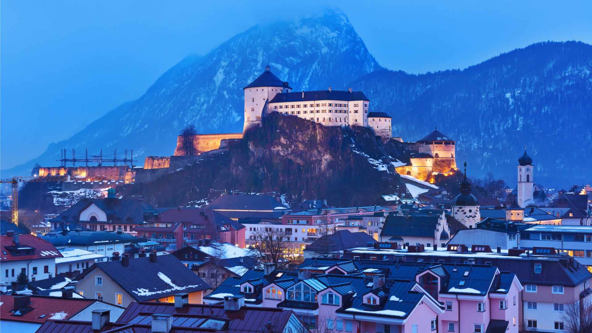 A fortress atop a hill, dominating the small town of Kufstein, one of the best places to visit in Austria. 