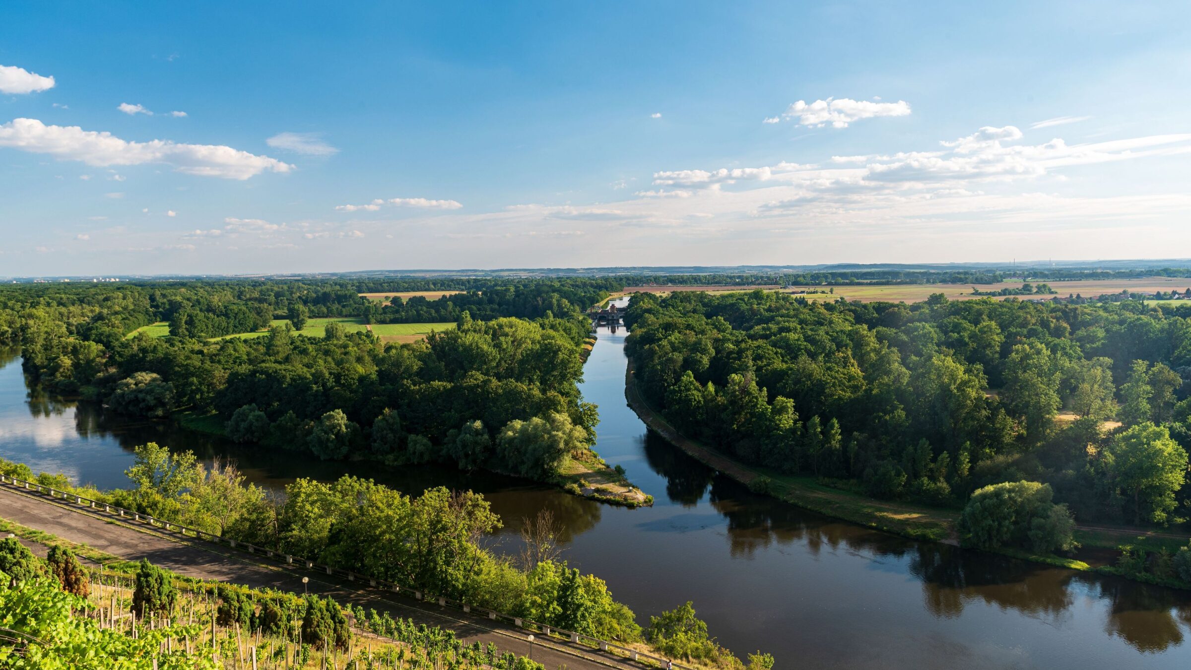 The confluence of two rivers.