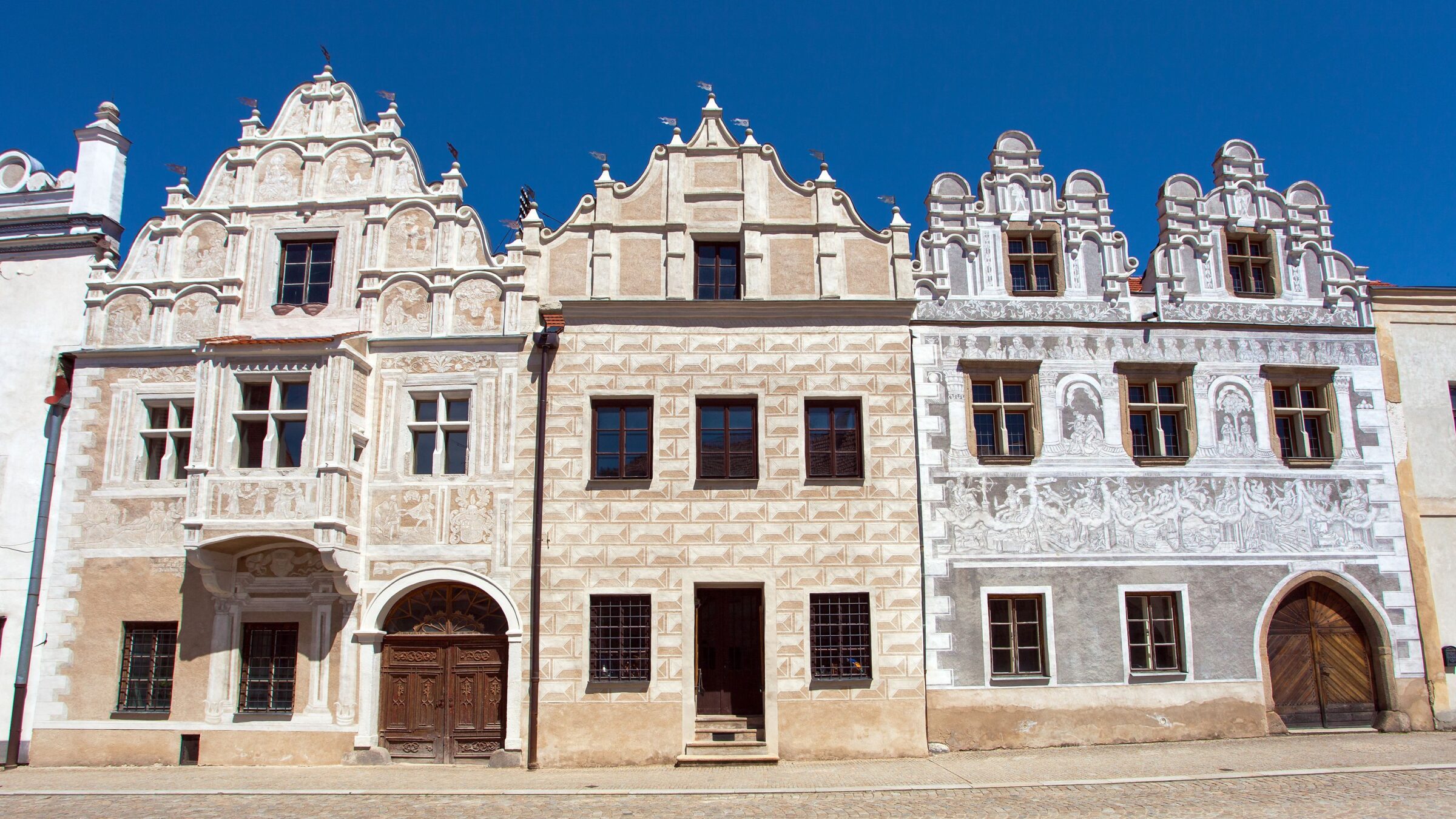 The ornate facades in Slavonice.