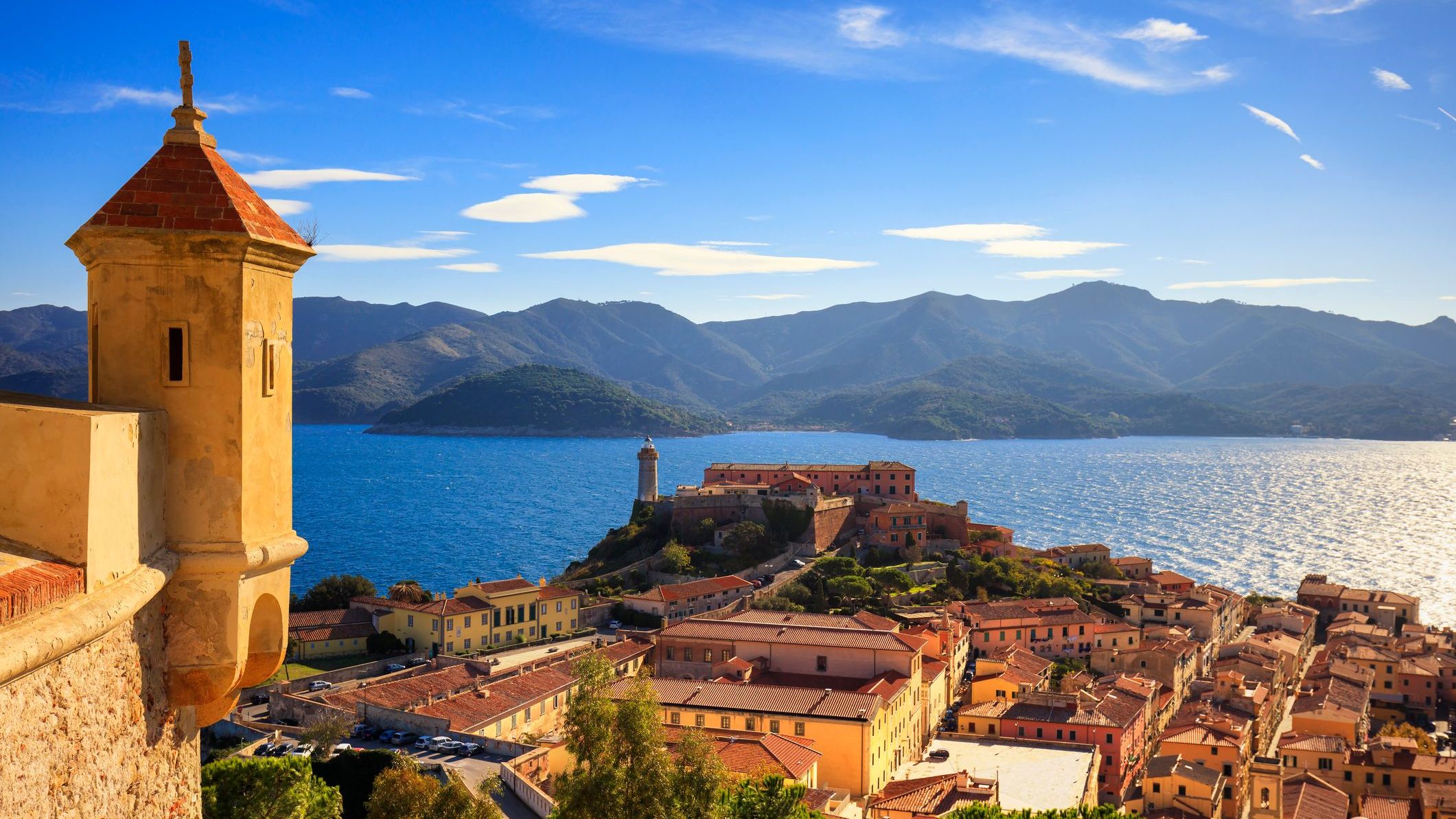 An aerial view of Portoferraio from the fort.