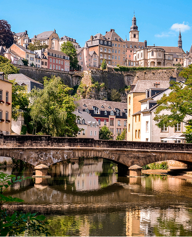 Luxembourg City, historic destrict Grund, bridge over Alzette river