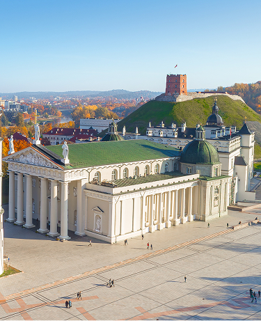 The Cathedral Square, main square of the Vilnius Old Town, Vilnius, Lithuania