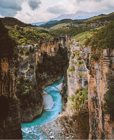 Albania landscape Osumi canyon river and rocks wild nature travel Balkans landmarks beautiful destinations summer season scenic view