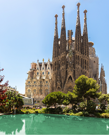Barcelona city and sagrada familia at sunny day,Spain