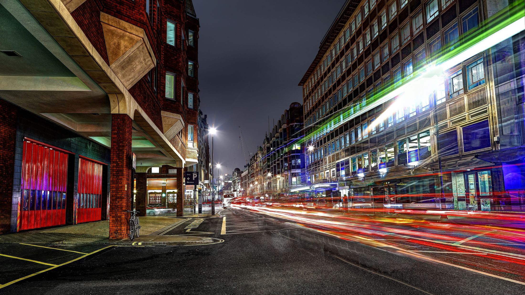 HDR long exposure at the end of Shaftesbury Avenue in the evening.
