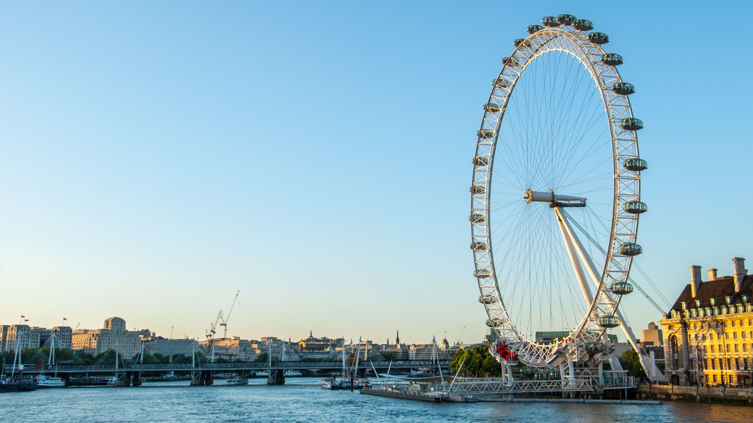 A panoramic view with the London Eye dominating the city.