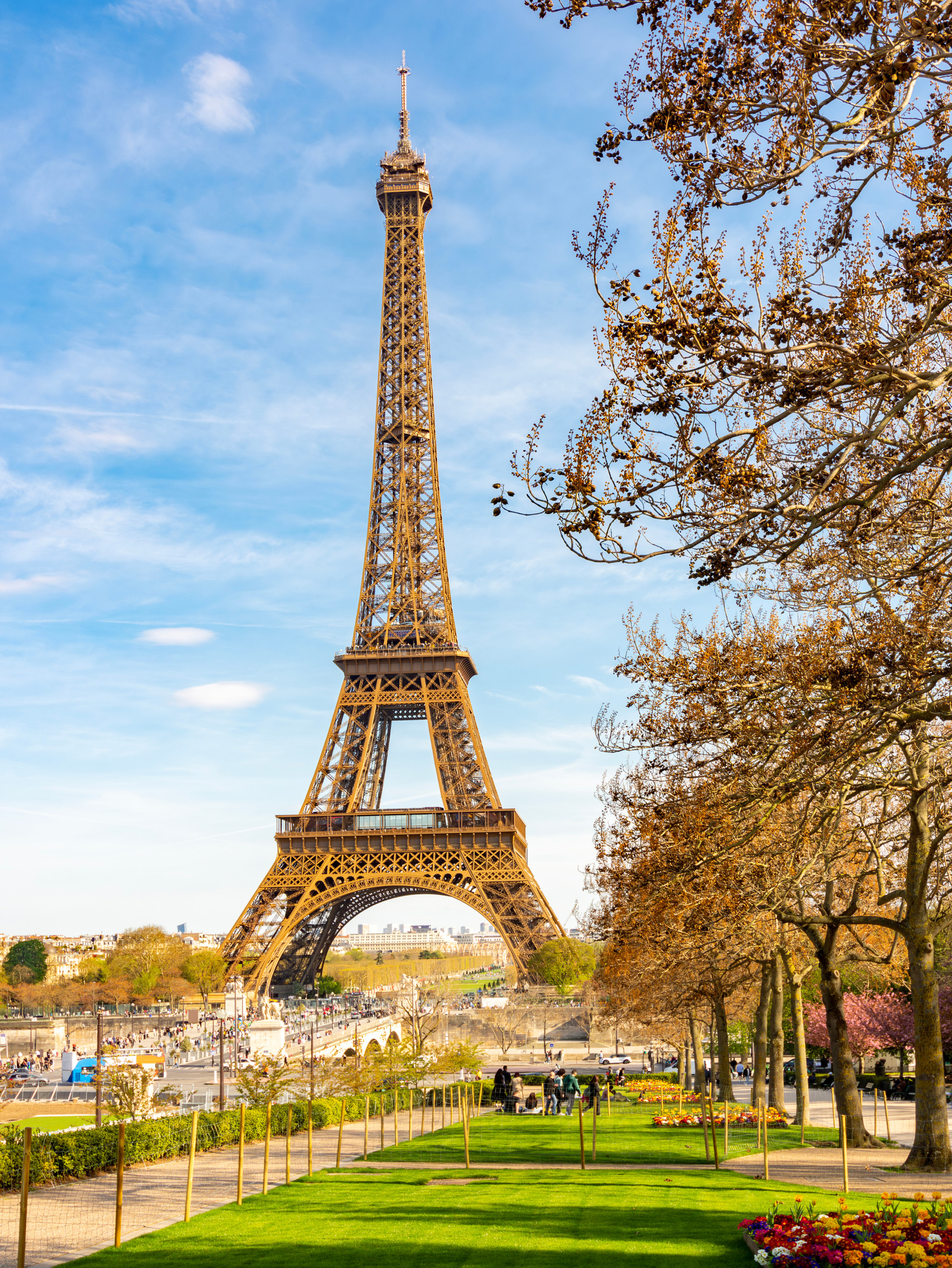 Eiffel Tower in spring seen from Trocadero, Paris, France