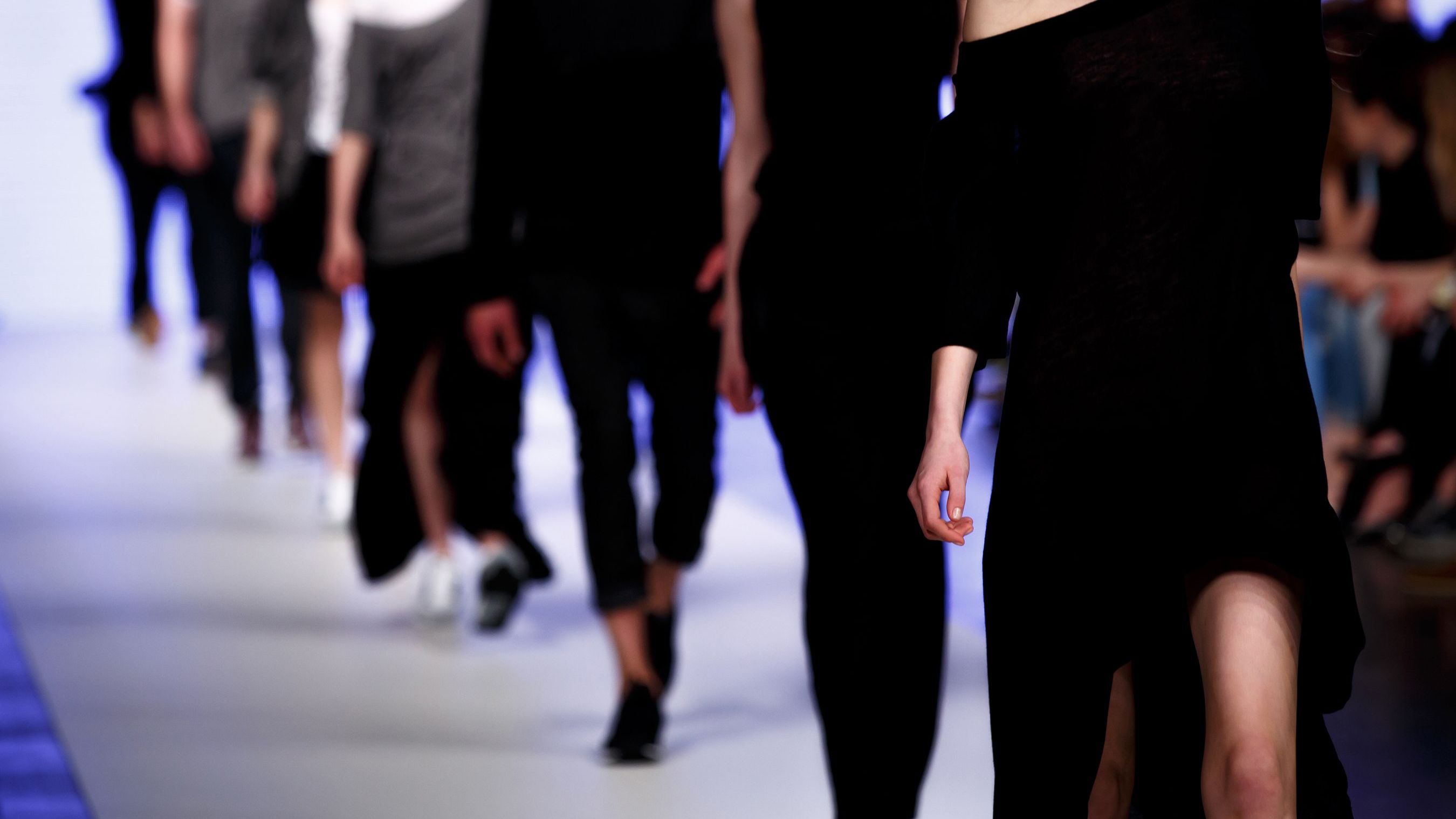 The finale of a fashion show on the catwalk. 
